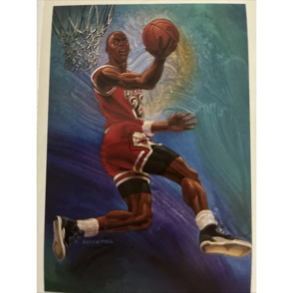 1990-91 NBA Hoops - Art Card Team Checklist Michael Jordan‎ #358